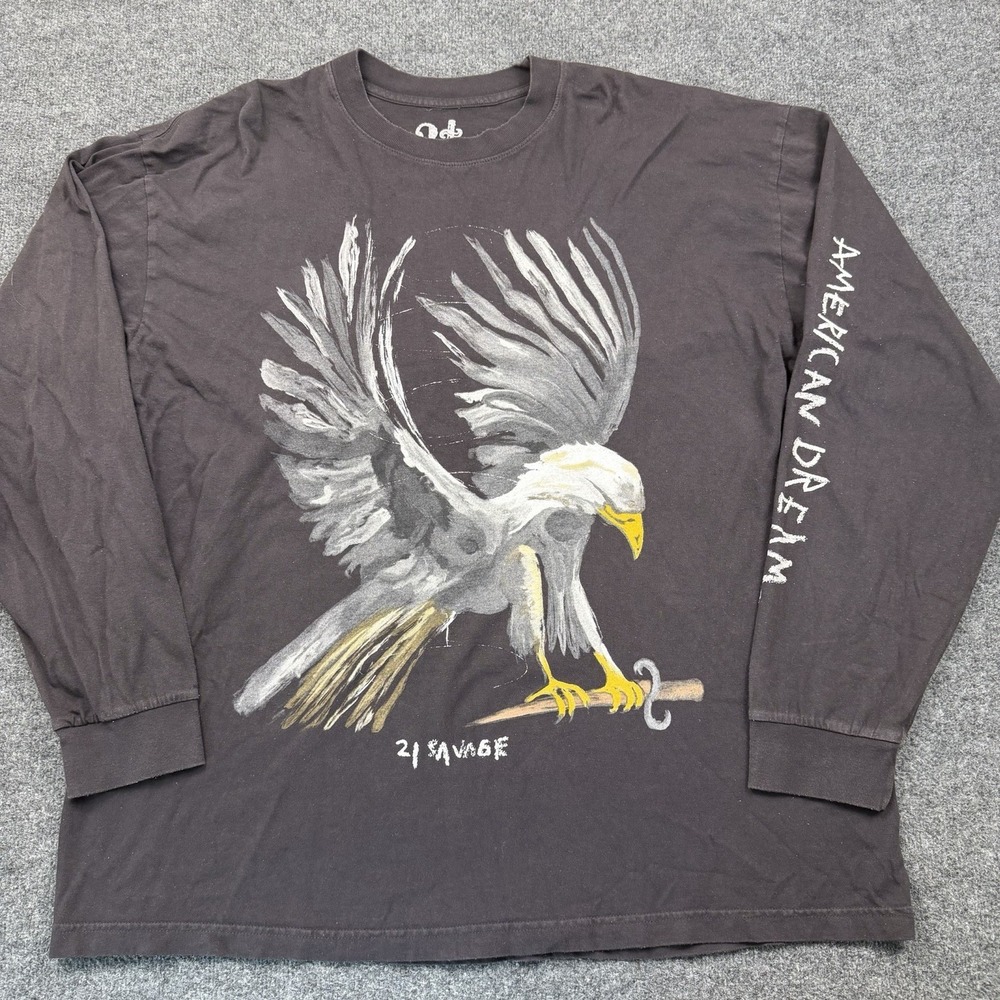 21 Savage American Dream Eagle Long Sleeve Shirt Black Size 2XL Rap Merch‎ 2024
